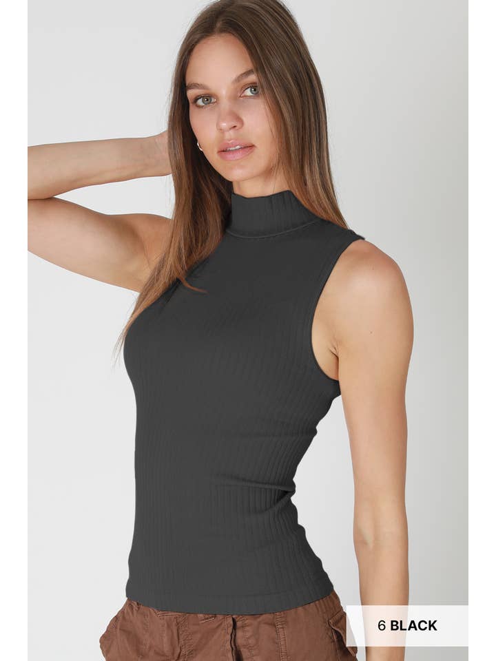 NIKIBIKI - Wholesale Knit Top - Women's - NS8427 - Wide Ribbed Mock Neck Sleeveless Top7