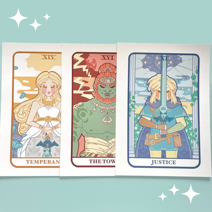 Video Game Triforce 5x7 Tarot Art Prints for wholesale by Easybriizy Draws