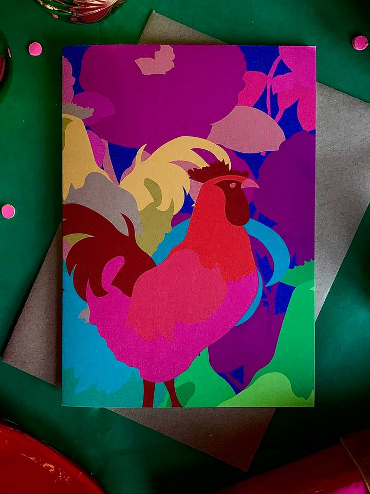 A6 Rooster lykønskningskort, lyst lykønskningskort for engroshandel hos Mahin Hussain