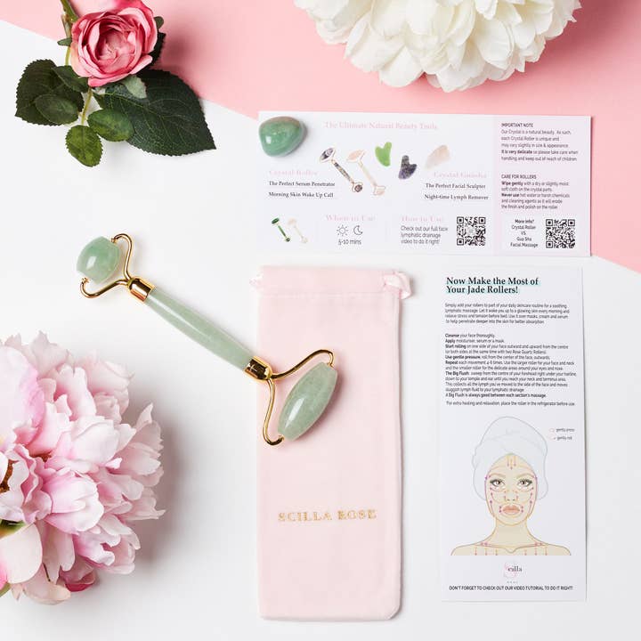 Scilla Rose - Wholesale Face/Beauty Roller - Jade Face Roller - Beautifying Facial Massage Tool