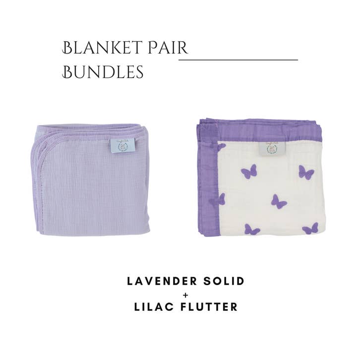 Snuggle Buds - Wholesale Bedding Blanket - Kids & Baby - Lavender Solid + Lilac Flutter Blanket Bundle6