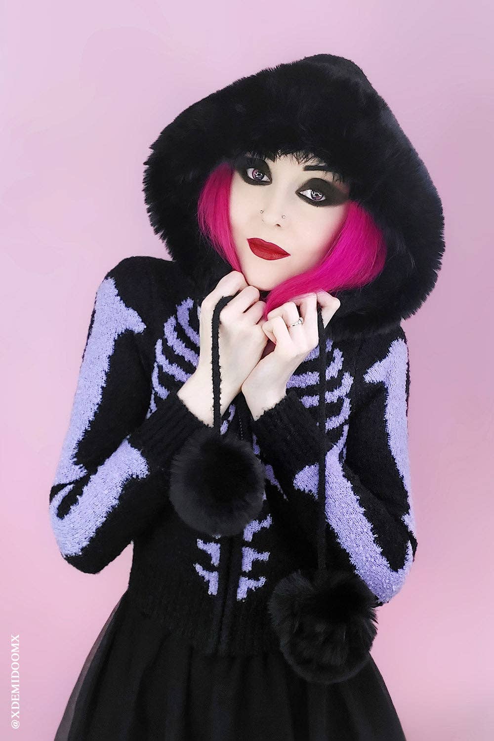 vampirefreaks - Vendita all'ingrosso Maglione tricot - Donna - Maglione Ribcage Skeleton viola2