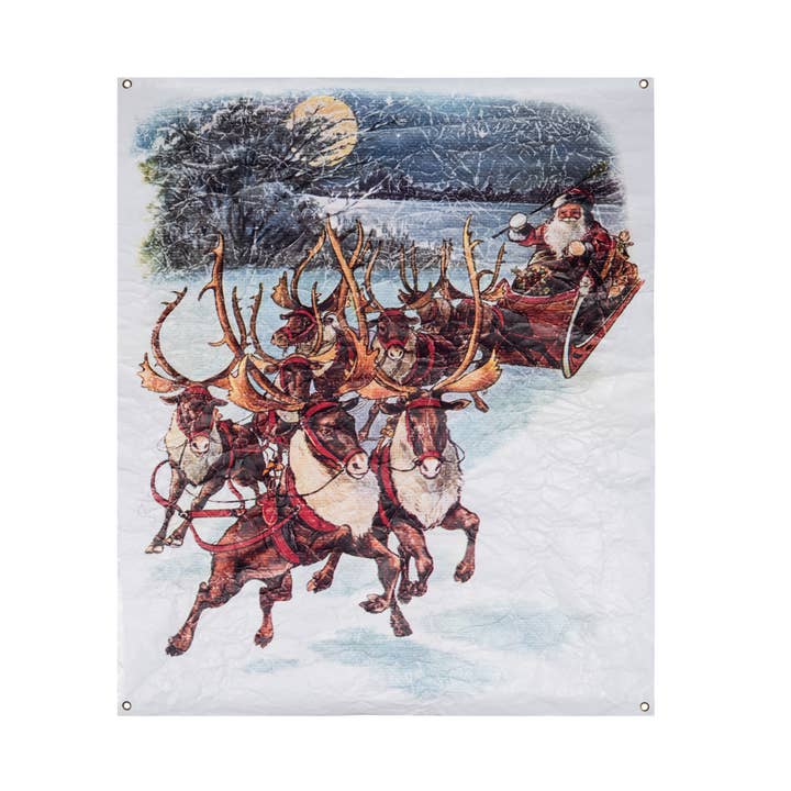 Transpac - Wholesale Christmas Wall Art - Paper 46" Multicolor Christmas Wall Art Santa Sleigh