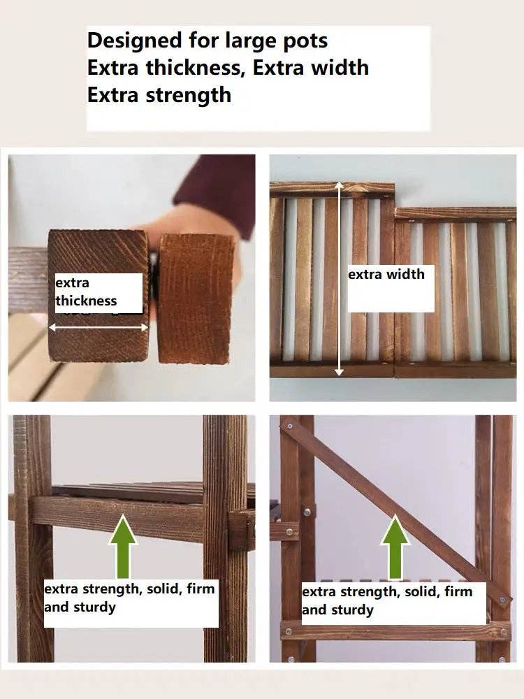 everythingbamboo - Wholesale Plant Pot Stand - Large Wooden Shelf Plant Stand Divider Display Balcony Pot Stand Ladder Solid Timber Elegant Indoor Outdoor10