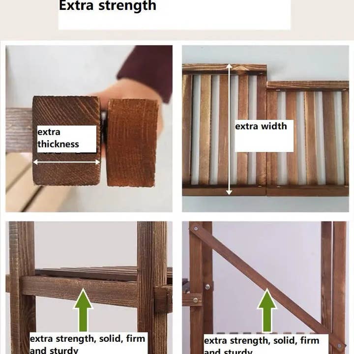 everythingbamboo - Wholesale Plant Pot Stand - Large Wooden Shelf Plant Stand Divider Display Balcony Pot Stand Ladder Solid Timber Elegant Indoor Outdoor10