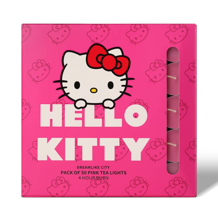 Hello Kitty – wholesale Tea light candles – Hello Kitty Pink Tealights Pack of 50, Dreamlike City Scent1