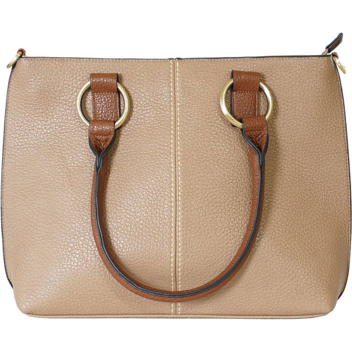 22 Tote - Wholesale Tote Bag - Women's - Pebbled Vegan Leather Triple-Compartment Shoulder Tote Bag14