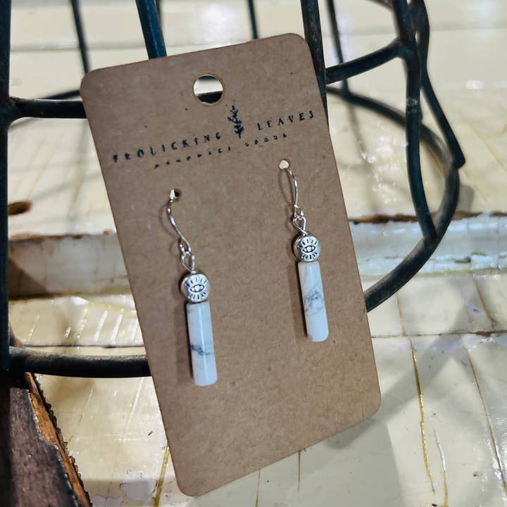 Frolicking Leaves - Wholesale Dangle Earrings - White Howlite Earrings