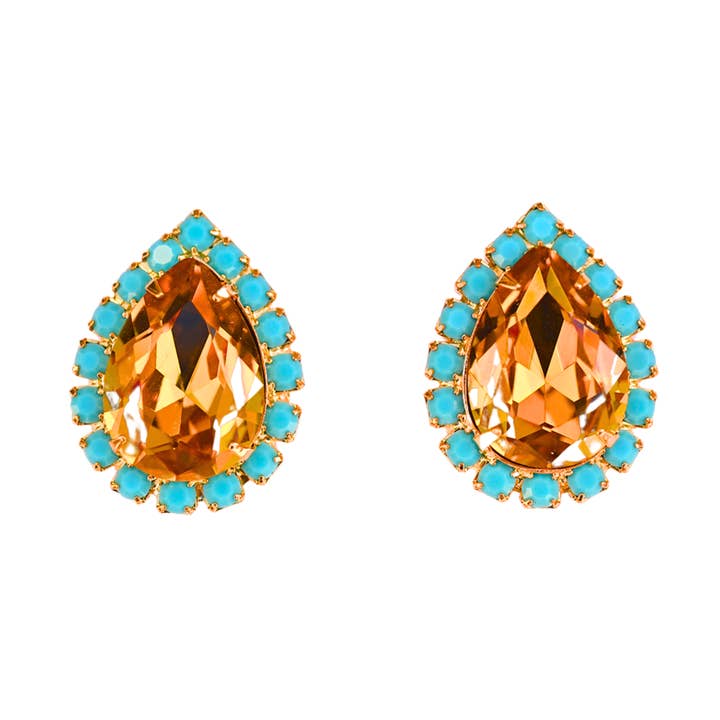 The Pink Reef - Wholesale Stud/Post Earrings - The Pink Reef Pear Stud in Sunflower0