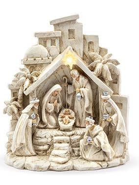 LED Nativity Scene with Village Item # 53004 for wholesale by Napco
