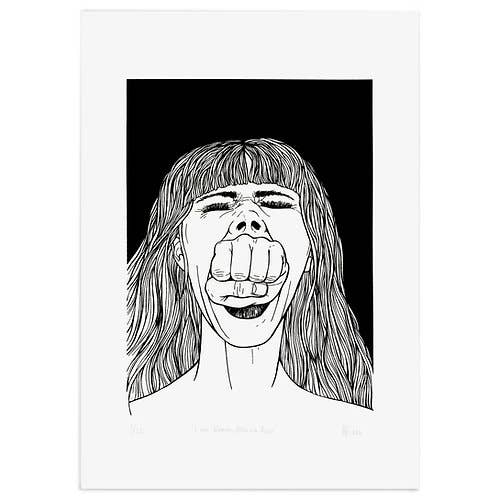 Limited Edition screen print I am Woman. Hear me Roar. for wholesale by amesea