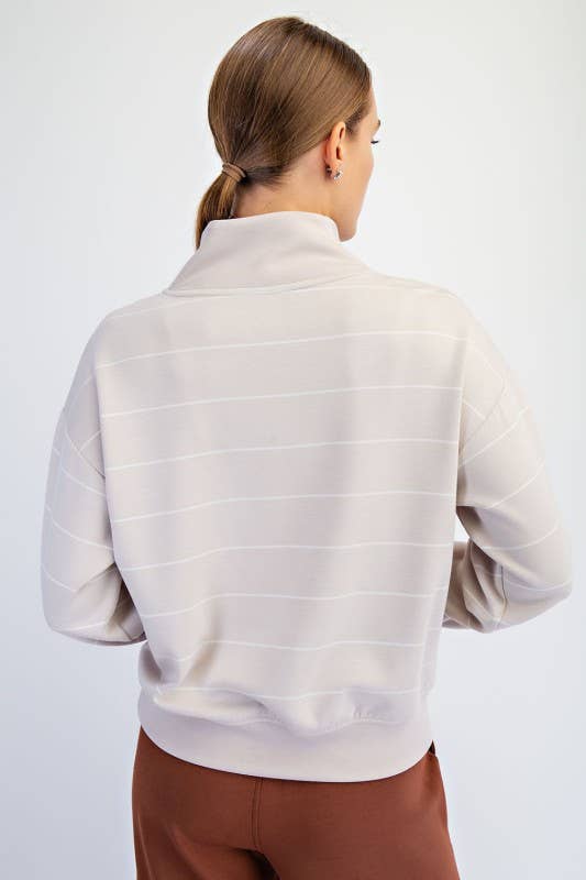 Sunday Morning - Wholesale Jacket - Women's - J0332PL37 PLUS STRIPE V-NECK MODAL POLY SPAN SCUBA JACKET 26