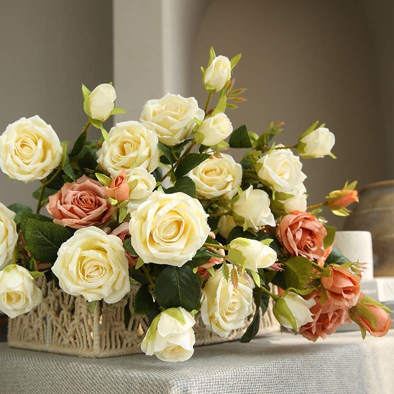 ACNITE(We cover U.S. import duties) - Wholesale Kunstbloemen - Zijden bloemstuk met 6 koppen sneeuwrozen voor woondecoratie10