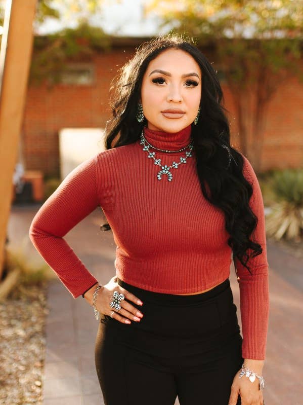 Plus Size Rust Ribbed Turtle Neck Long Sleeve Top for wholesale by LUCKY & BLESSED