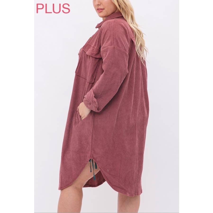 Coloring You - Wholesale Shirt Jacket/Shacket - Women's - PLUS CORDUROY BUTTON UP LONG SHACKET10
