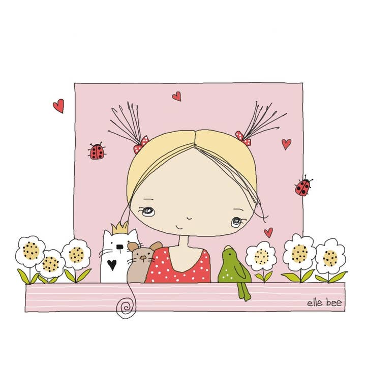 “Belle’s Window Box” greeting card for wholesale by Elle Bee Art Studio