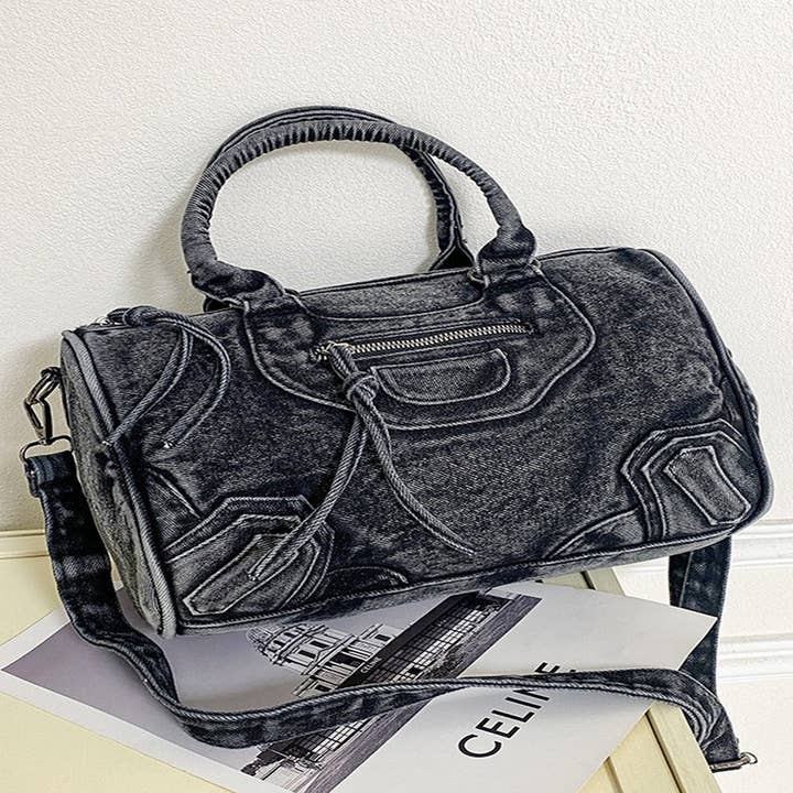2025 New Retro Washed Denim Motorcycle Handbag_CWAB4923 for wholesale by DOUBLJU