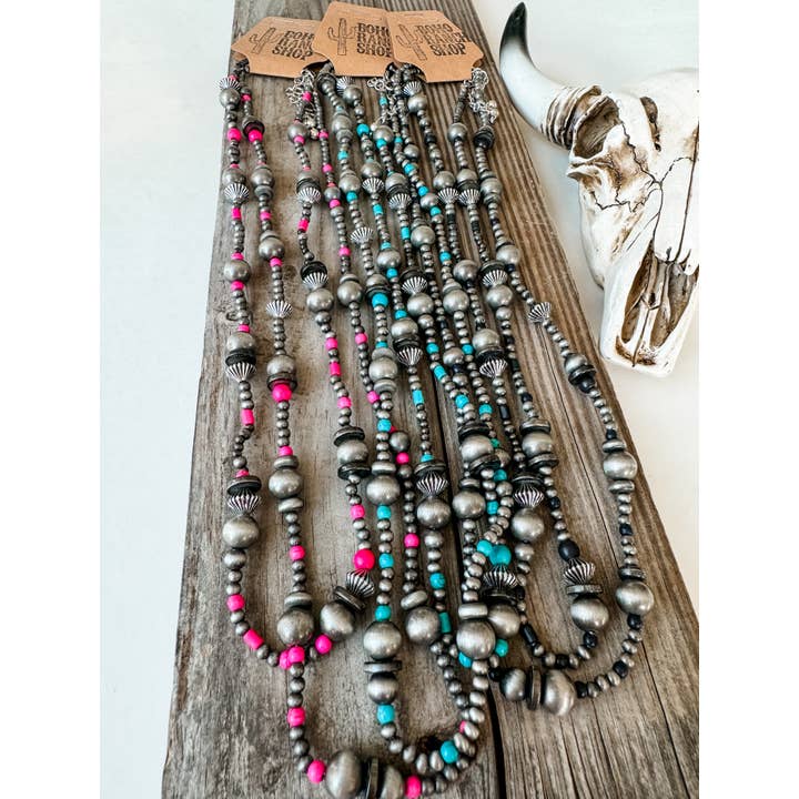 Boho Ranch Shop - Venta al por mayor Collares de cuentas/perlas - Collar de perlas y cuentas estilo navajo de 2 capas