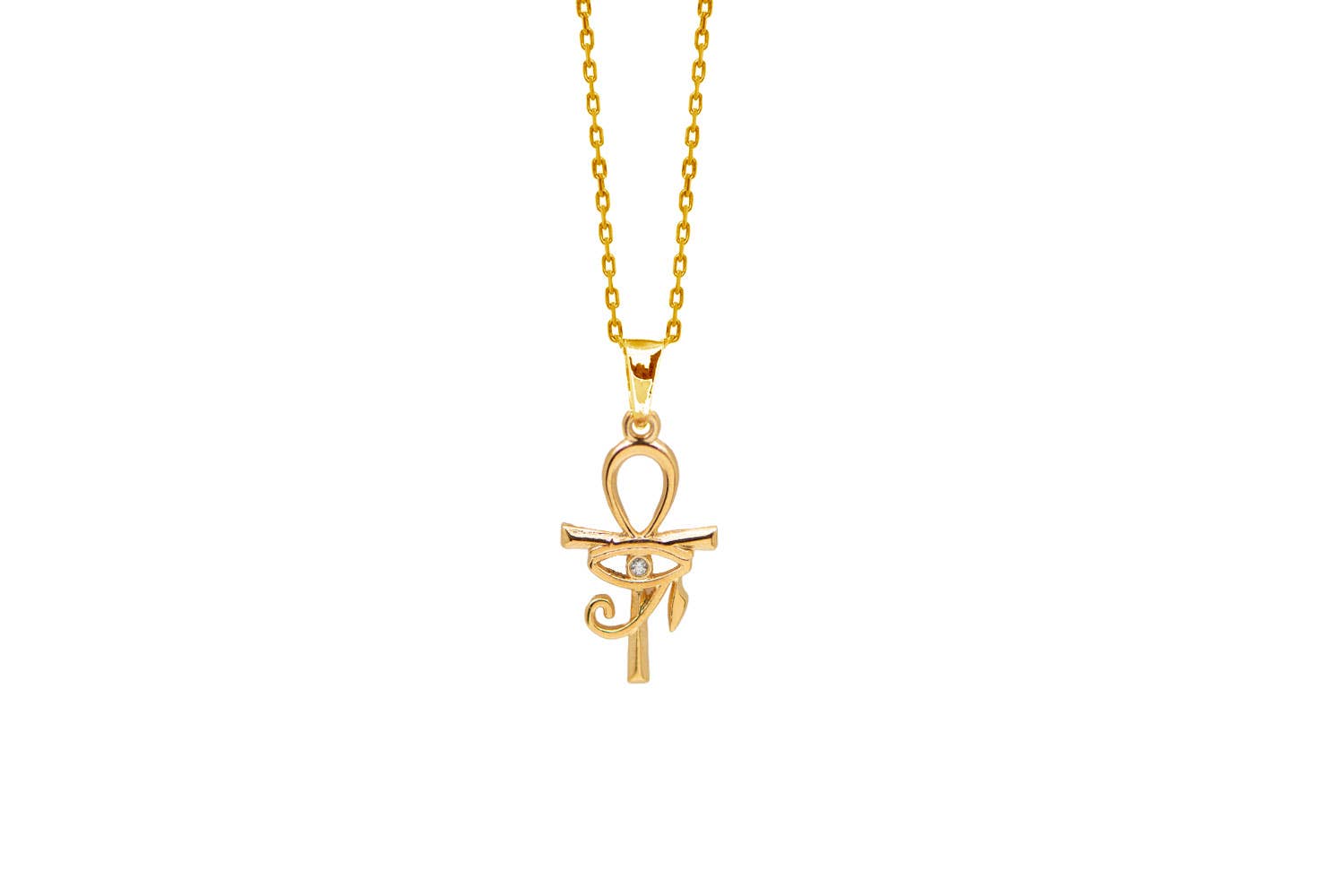 TALISMAN JEWELLERY (D&Fidanverdi, S.L.) - Wholesale Pendant/Charm Necklace - Ankh Cross Pendant & Eye of Horus Egypt 18k Gold Plated and Oz