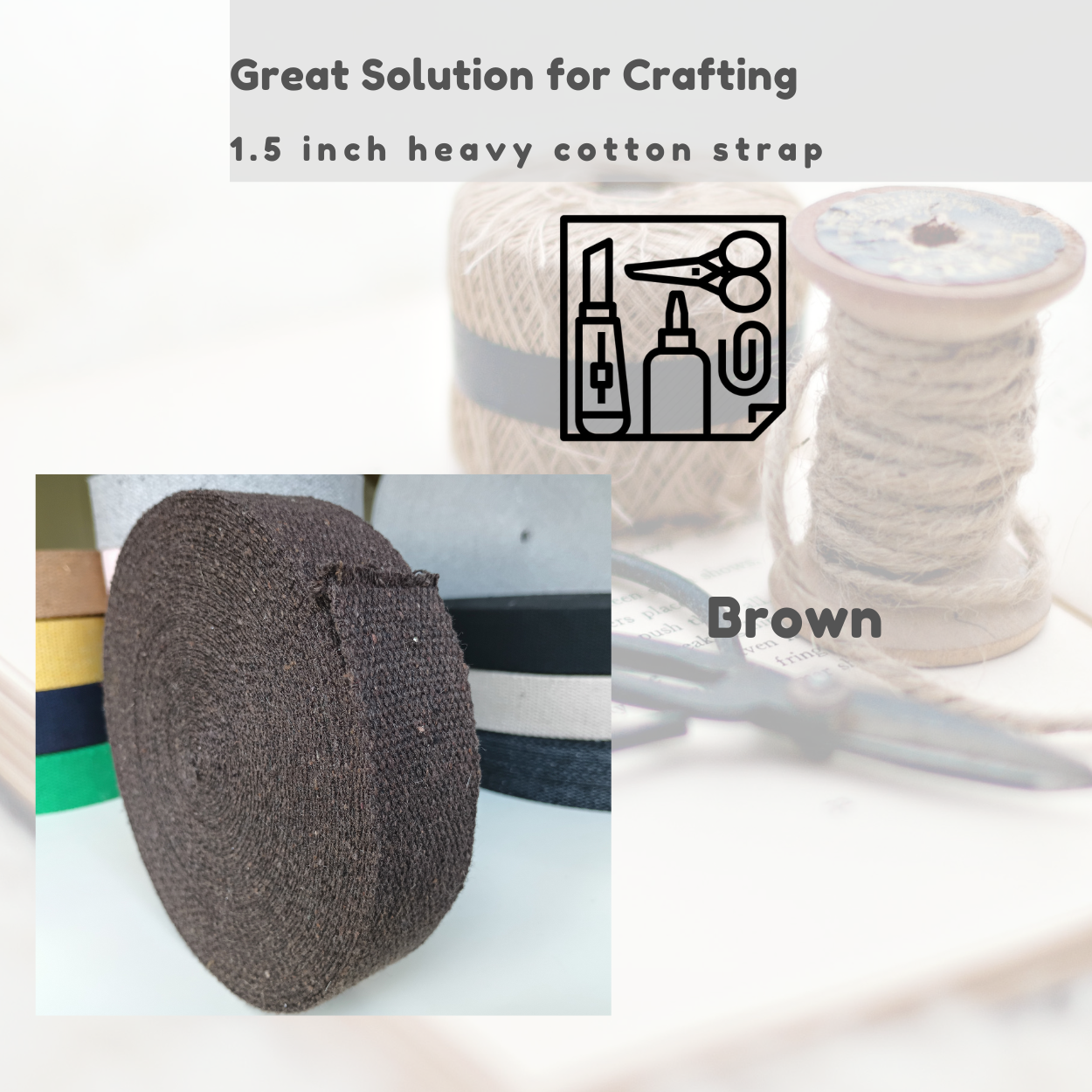 Dream Trimming Goods LLC - Wholesale Knutselbenodigdheden - 1,5" x 50 Yard Bruine Zware Katoenen Band voor Tasriem Naaien5