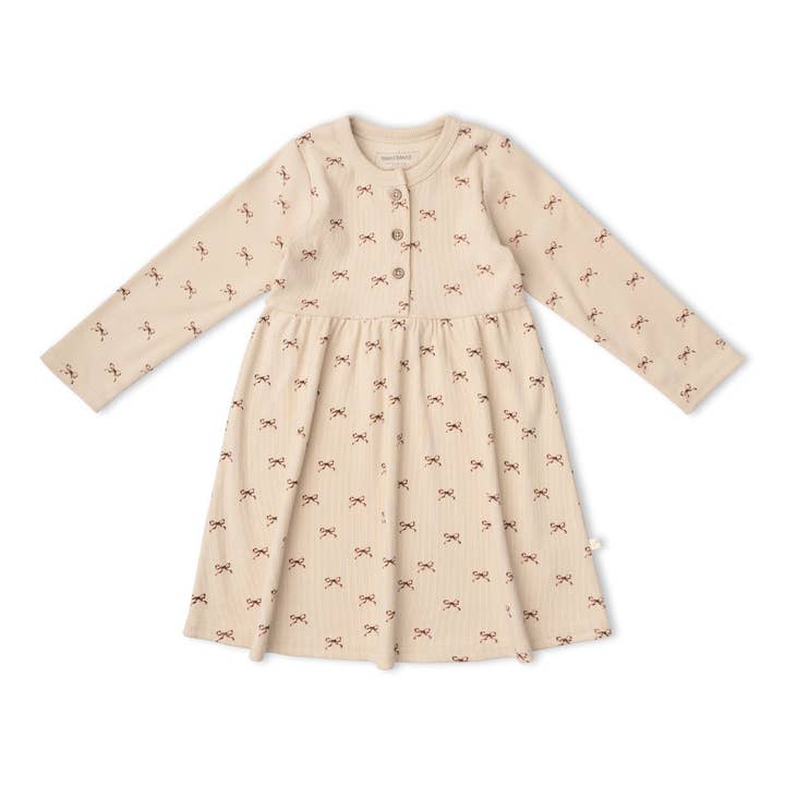 Organic Buttoned Dress - Tiny Bows for wholesale by Makemake Organics