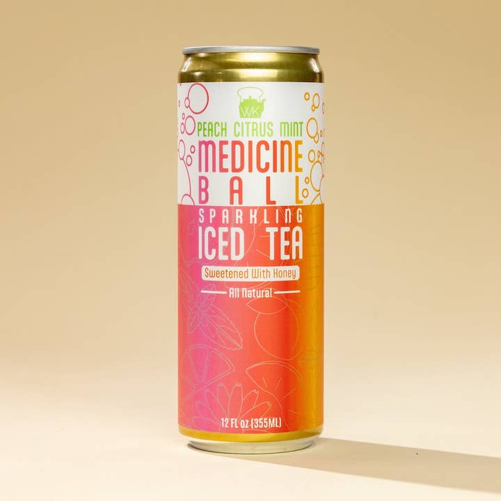 Medicine Ball Canned Sparkling Tea, 4-pack for wholesale by The Whistling Kettle