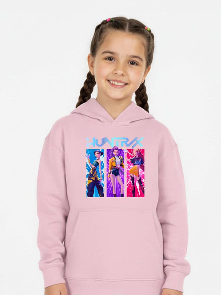 Kids K-Pop Girl Trio Graphic Printed Hoodie for wholesale by Missi Clothing