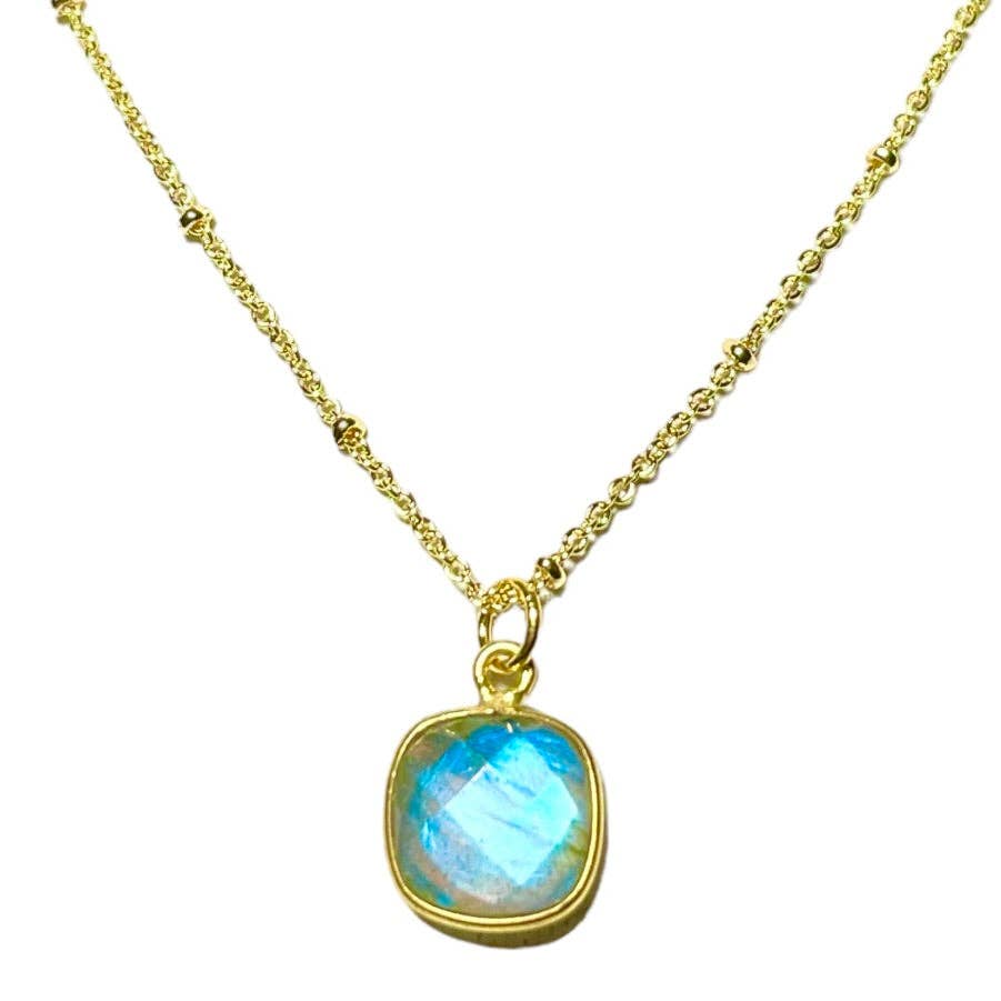 TOURMALYN - Wholesale Pendant/Charm Necklace - “MARTA” pendant gilded with fine gold Labradorite stone8