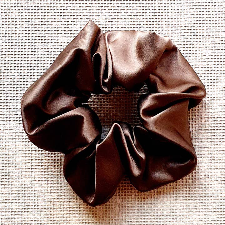 Cinnamon Satin Medium Scrunchie for wholesale by Saltwell Design Studio