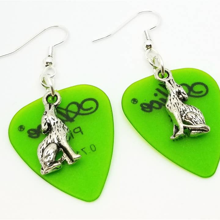 Simply Raevyn - Wholesale Dangle Earrings - Wolf Charm Guitar Pick Earrings13
