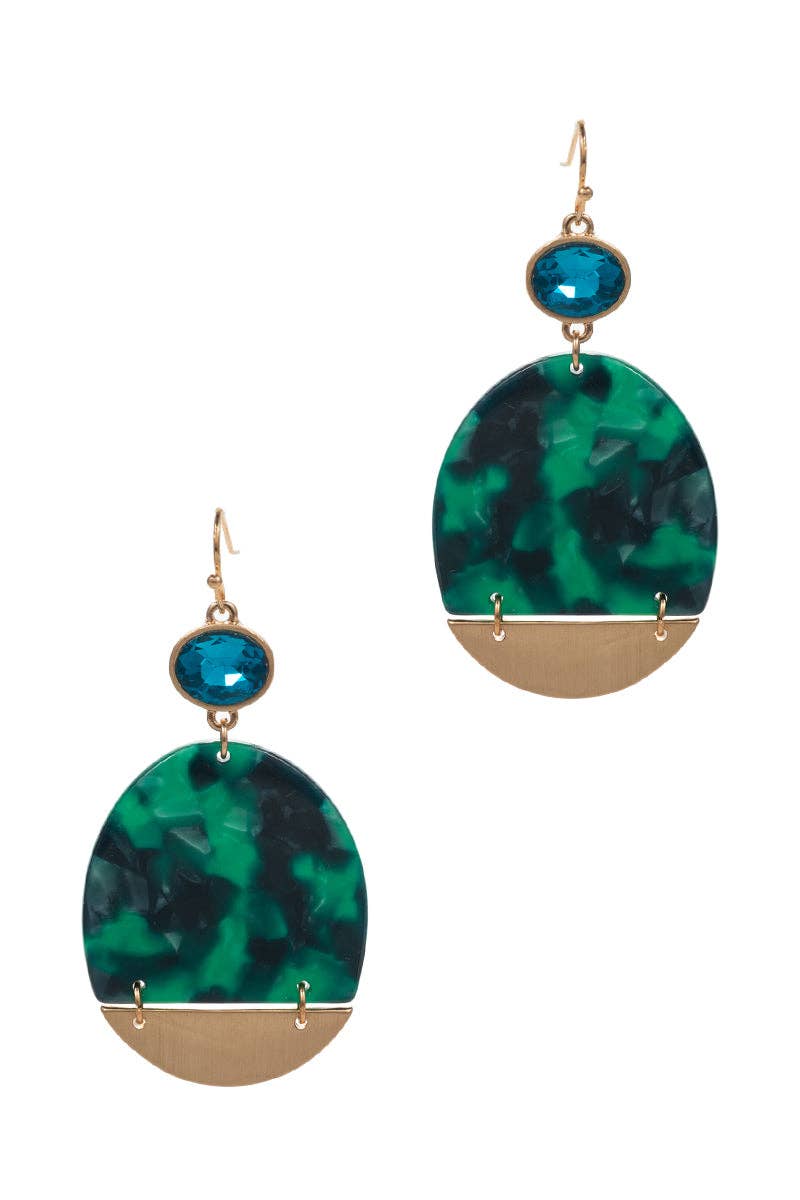 Designature New York - Wholesale Dangle Earrings - Oval Shaped Acetate With Glass Hook Earrings0