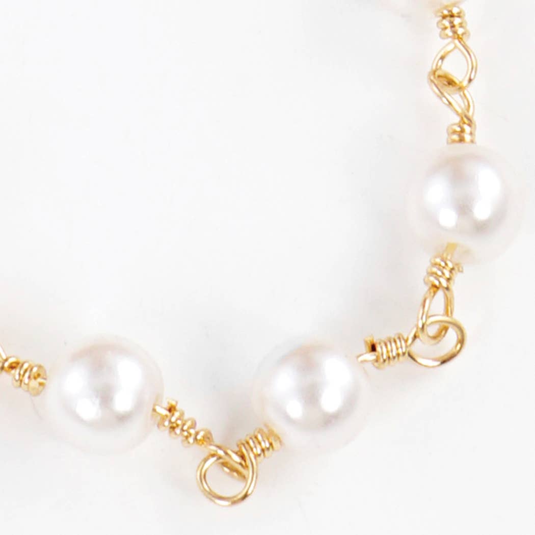 Fashion City – wholesale Beaded/pearl necklace – Gold-Dipped Linked Pearl Bridesmaid Necklace0