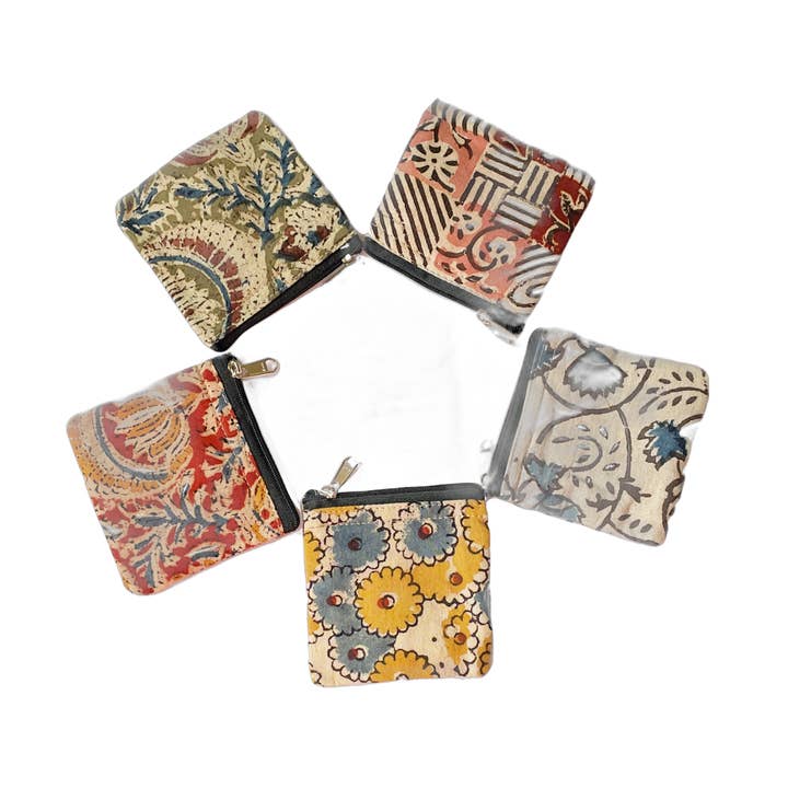 Porte-monnaie en coton Kalamkari pour la vente par Hopes Unlimited