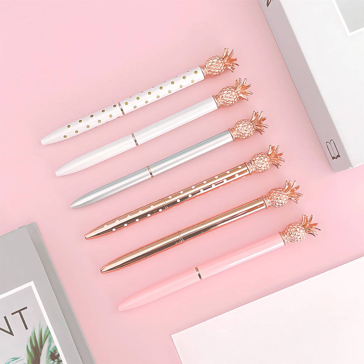 Wrapables.com - Wholesale Pen - Wrapables Pineapple  Pens, (Set of 6 Pens + 6 Refills)2