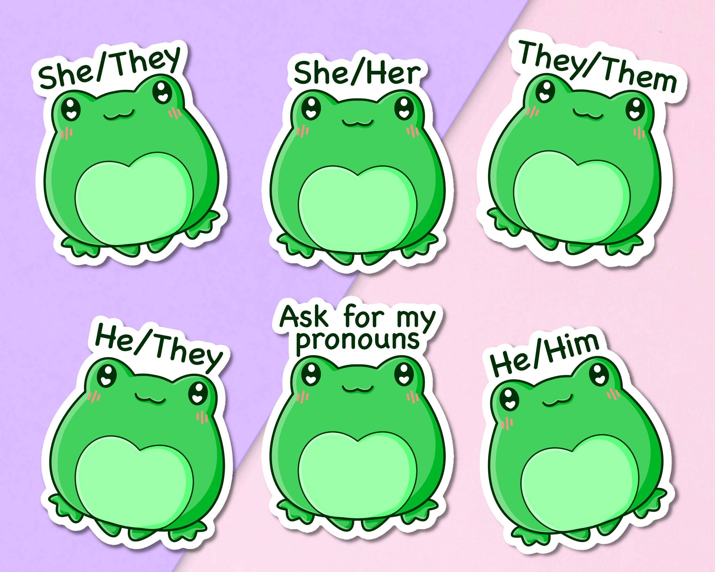 FuzziesArtDesigns - Vente Autocollant - Autocollants Grenouille Pronom | Mignon | Agenda | Grenouilles | Kawaii|0