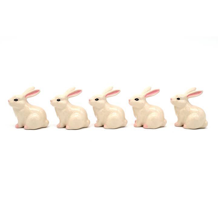 Art Floral Trading LLC - Wholesale Decorative Figurine - MiniS219-2D Miniature Ceramic Tiny S White Rabbit (set of 5)2