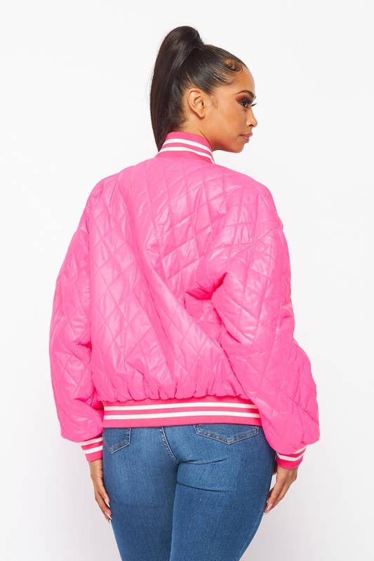 Boswell - Wholesale Varsity/Baseball Jacket - Women's - Printed B Varsity Front Button Jacket2