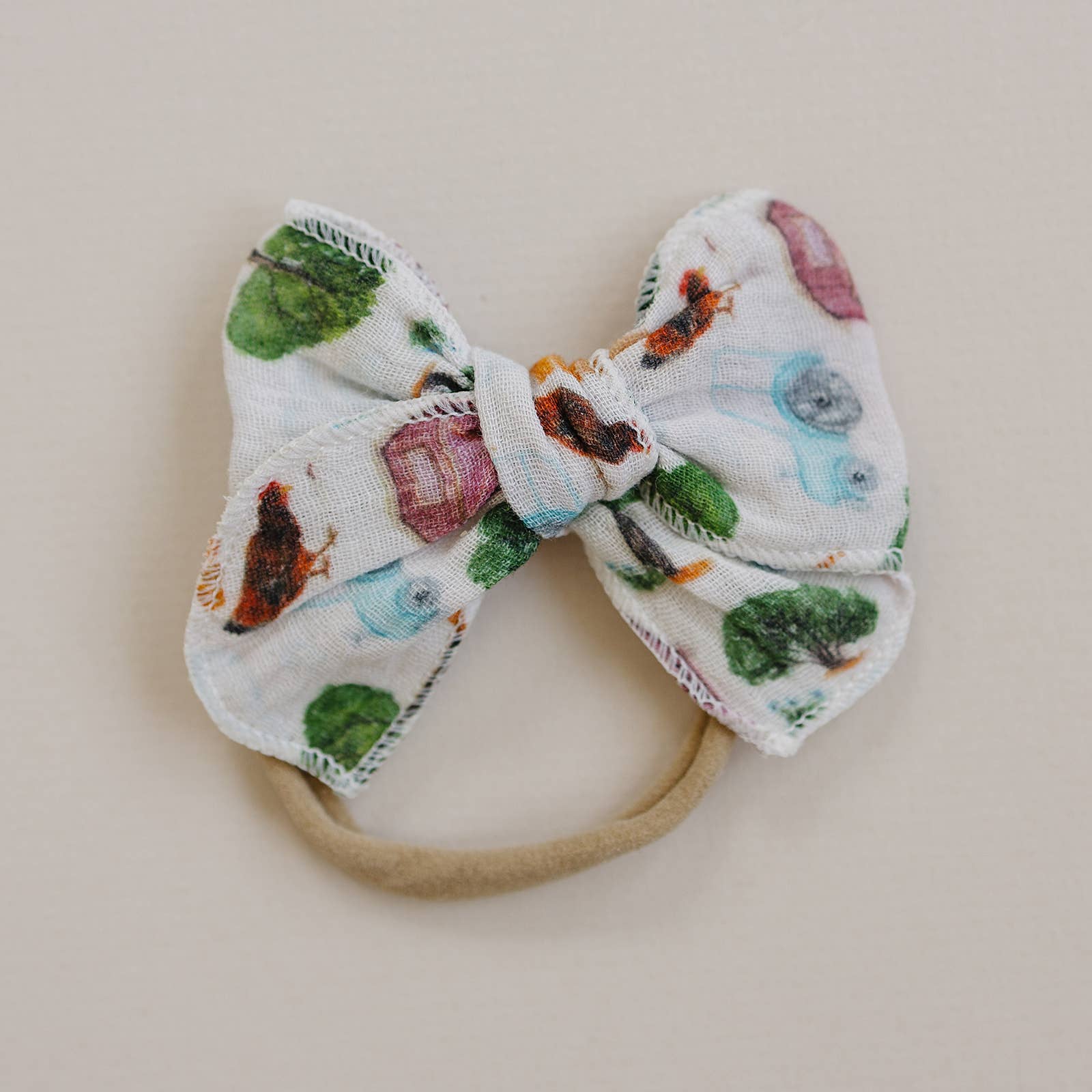 Golden Dot Lane - Wholesale Hair Bow - Kids - On The Farm Serged Gauze Bow3