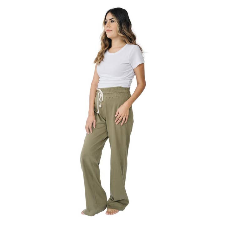 Pantalones de salón de algodón orgánico para adultos - Verde para venta al por mayor de Cat & Dogma