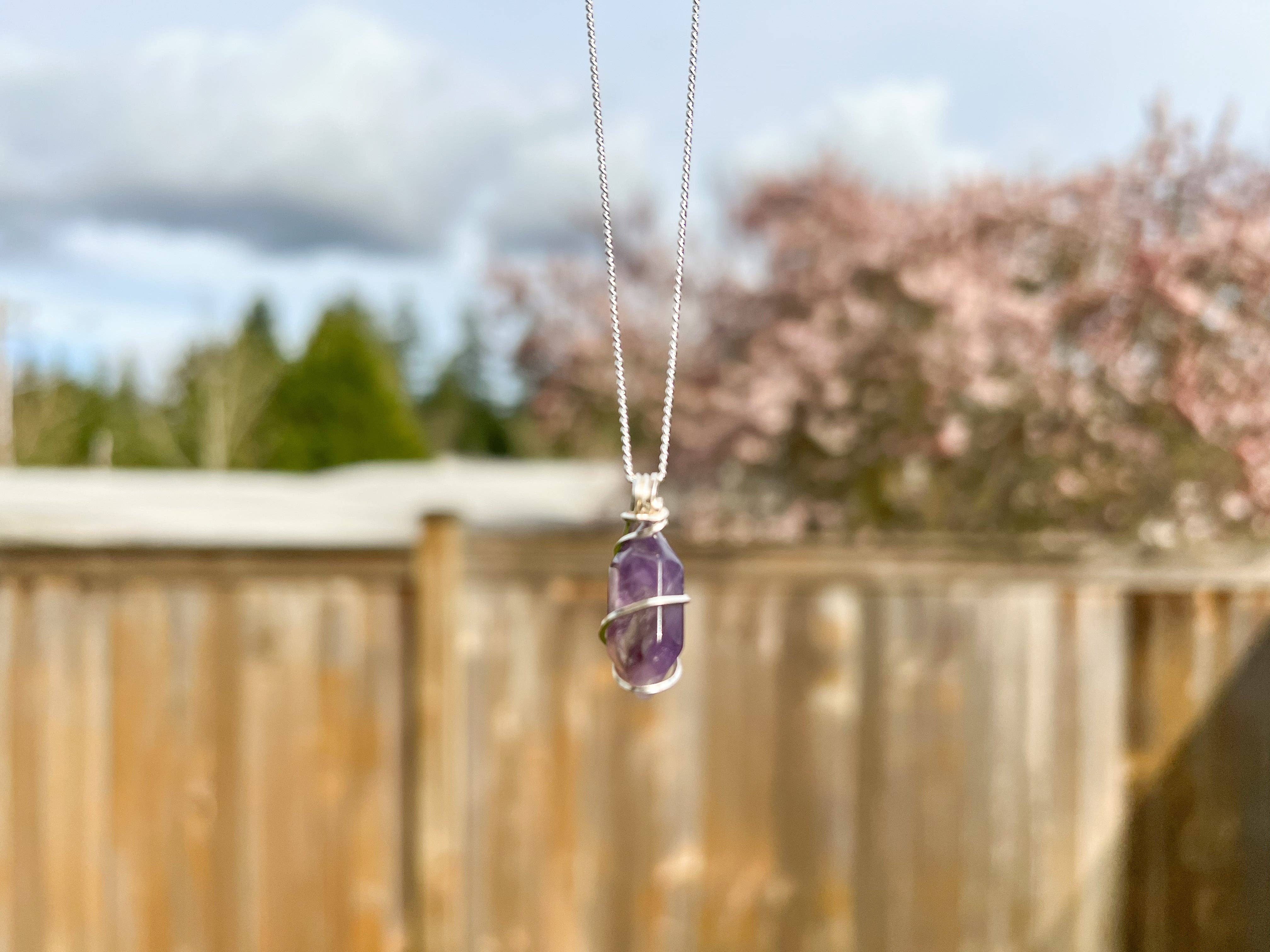 Crystals Wired - Wholesale Pendant/Charm Necklace - Amethyst Double Terminated Necklace0