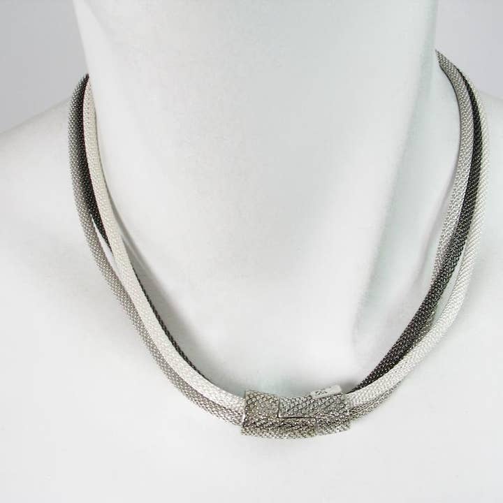 3-Strand Mesh Necklace with Textured Magnetic Clasp for wholesale by Erica Zap Designs