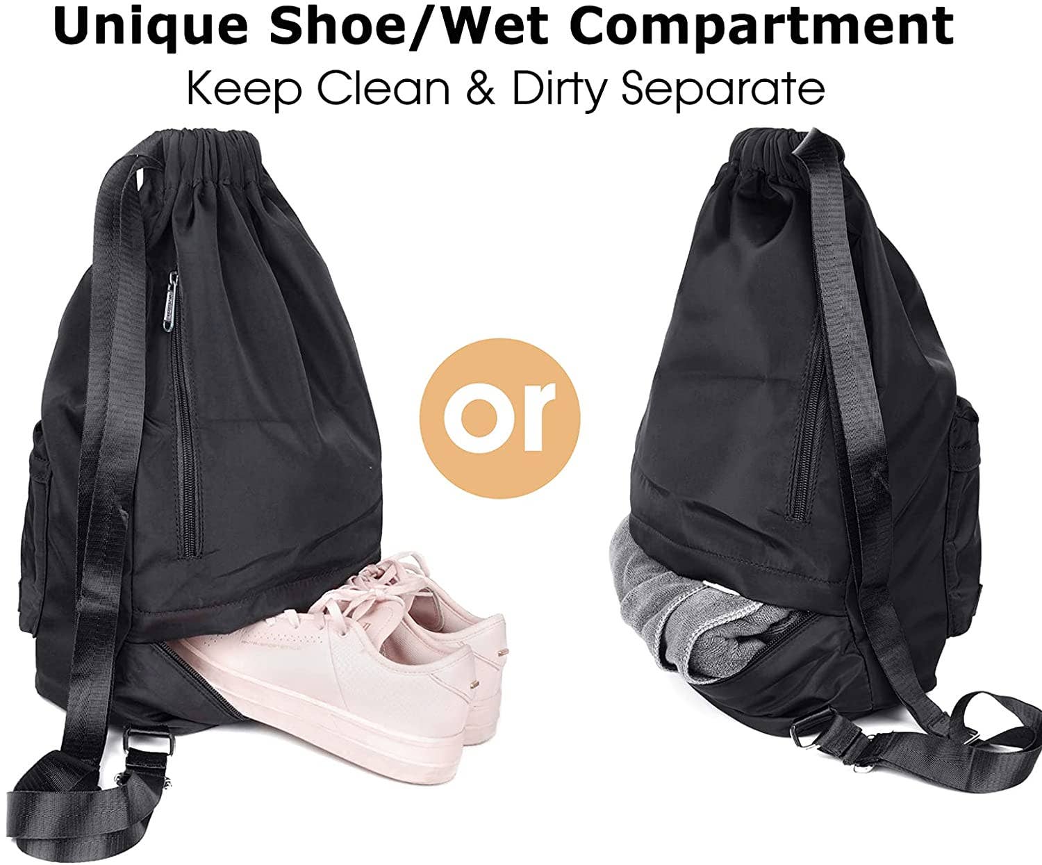 wandf - Wholesale Backpack - Unisex - Sport Drawstring Backpack With Shoe Compartment6