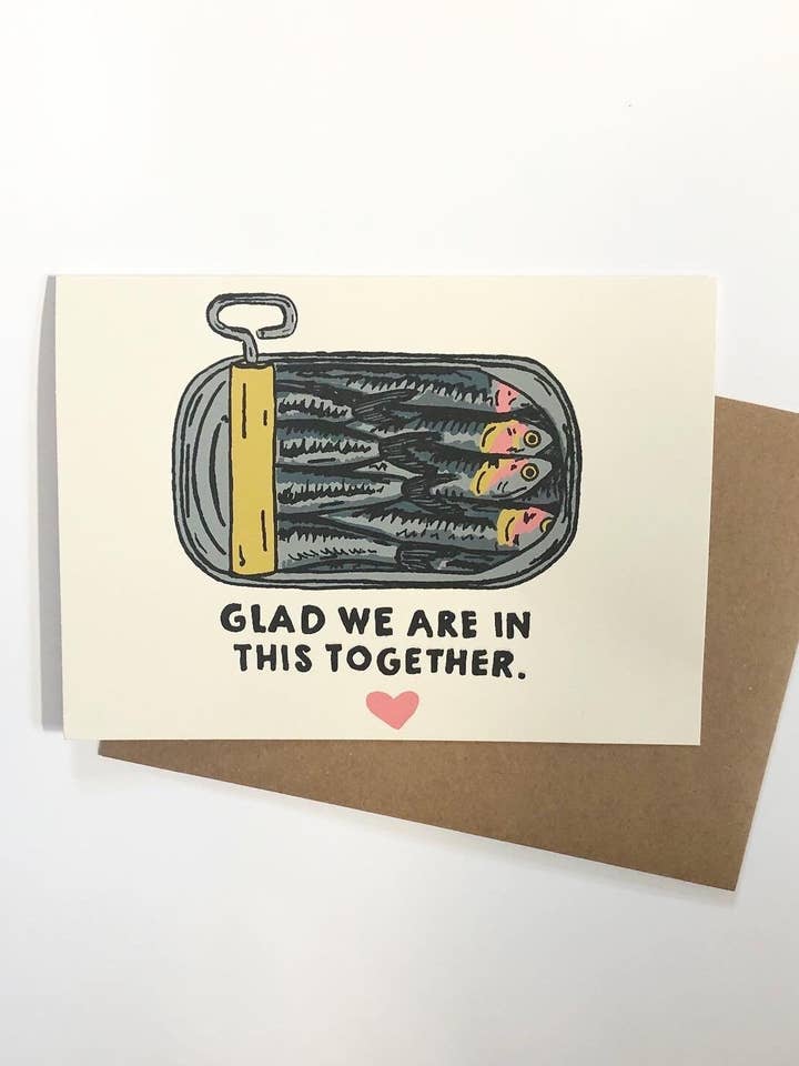 In This Together, Sardines Love Card for wholesale by Marigold Paper