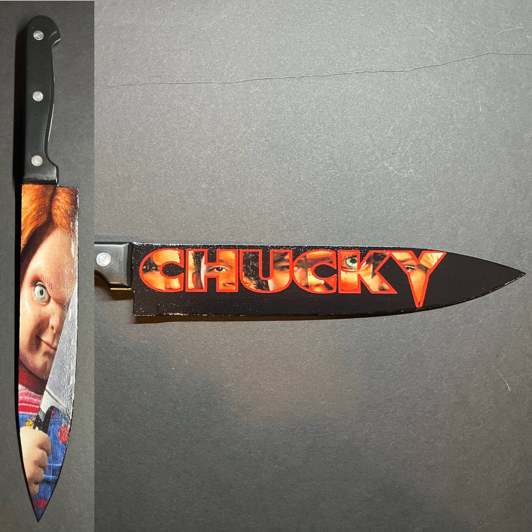 Dead Dave Designs - Vente Couteau de cuisine/multi-usage - Couteau de la série télévisée Chucky avec support sublimé6