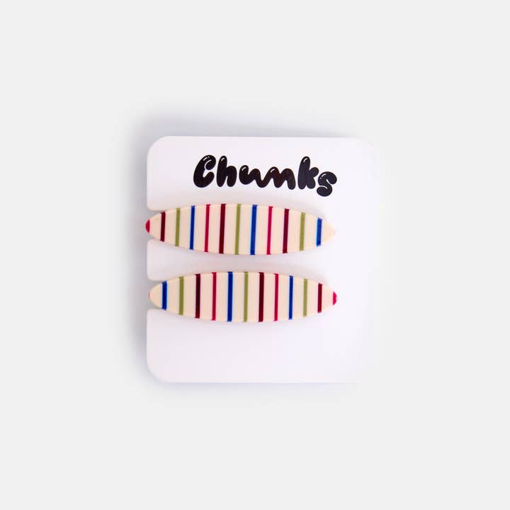 CHUNKS - Wholesale Hair Clip - Women's - Allie Clips in Oval Vanilla Stripe