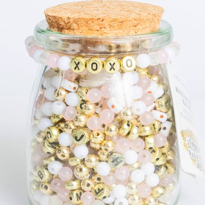 Tarro de cuentas DIY XOXO dorado y rosa para venta al por mayor de Jewelry Made by Me