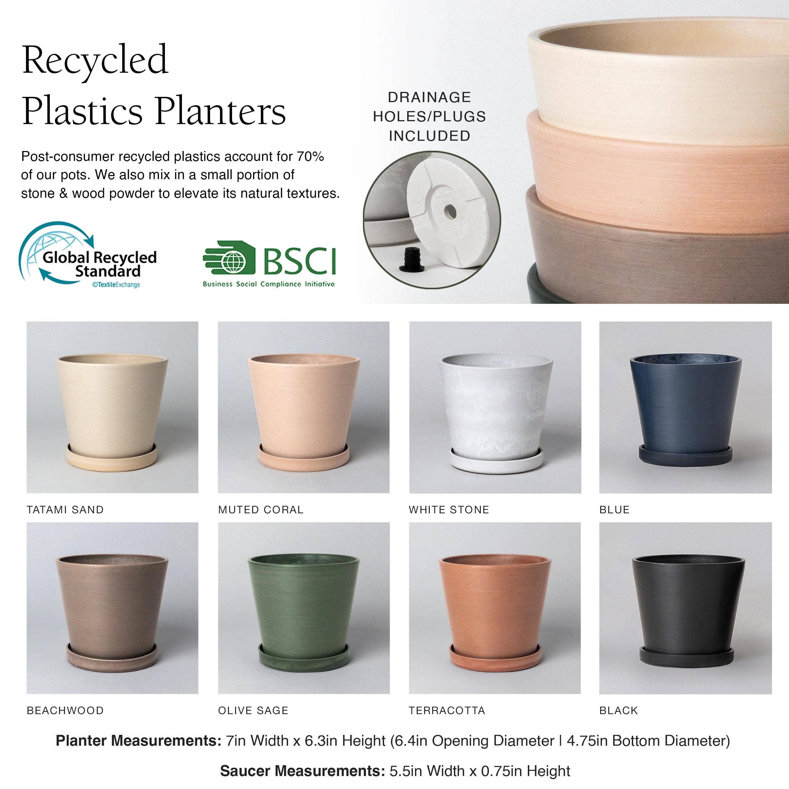 Kanso Designs - Wholesale Plant Pot - 7" Tapered Signature Planter Pot & Saucer Set | Earth Tones8