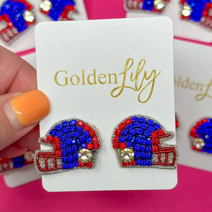 Game Day - Helmet Stud - Blue and Red for wholesale by Golden Lily