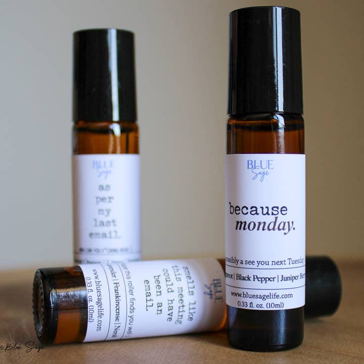 Blue Sage - Wholesale Essential Oil Roll-On - "Because, Monday." Essential Oil Aromatherapy Roller1