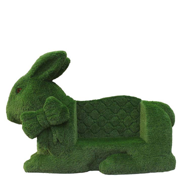 Grassy Bunny Bench Statue for wholesale by LM Treasures